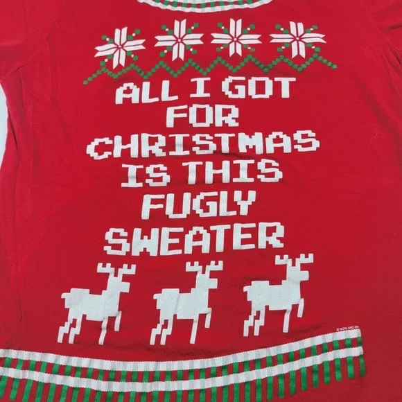All I got for Christmas was this Fugly Sweater short sleeve tshirt - Picture 2 of 4